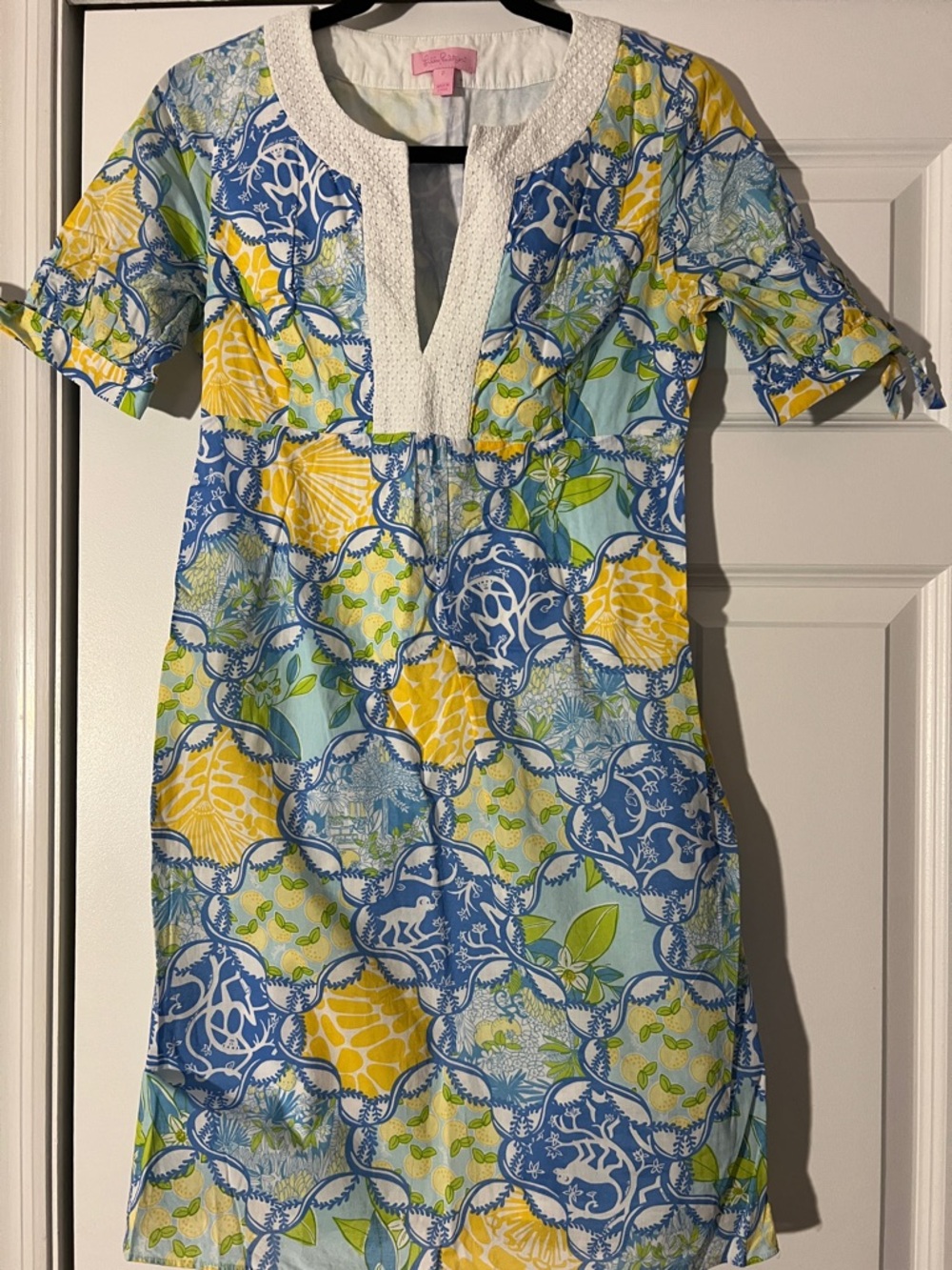 Lilly Pulitzer Blue, Yellow & Green Printed Shift Dress